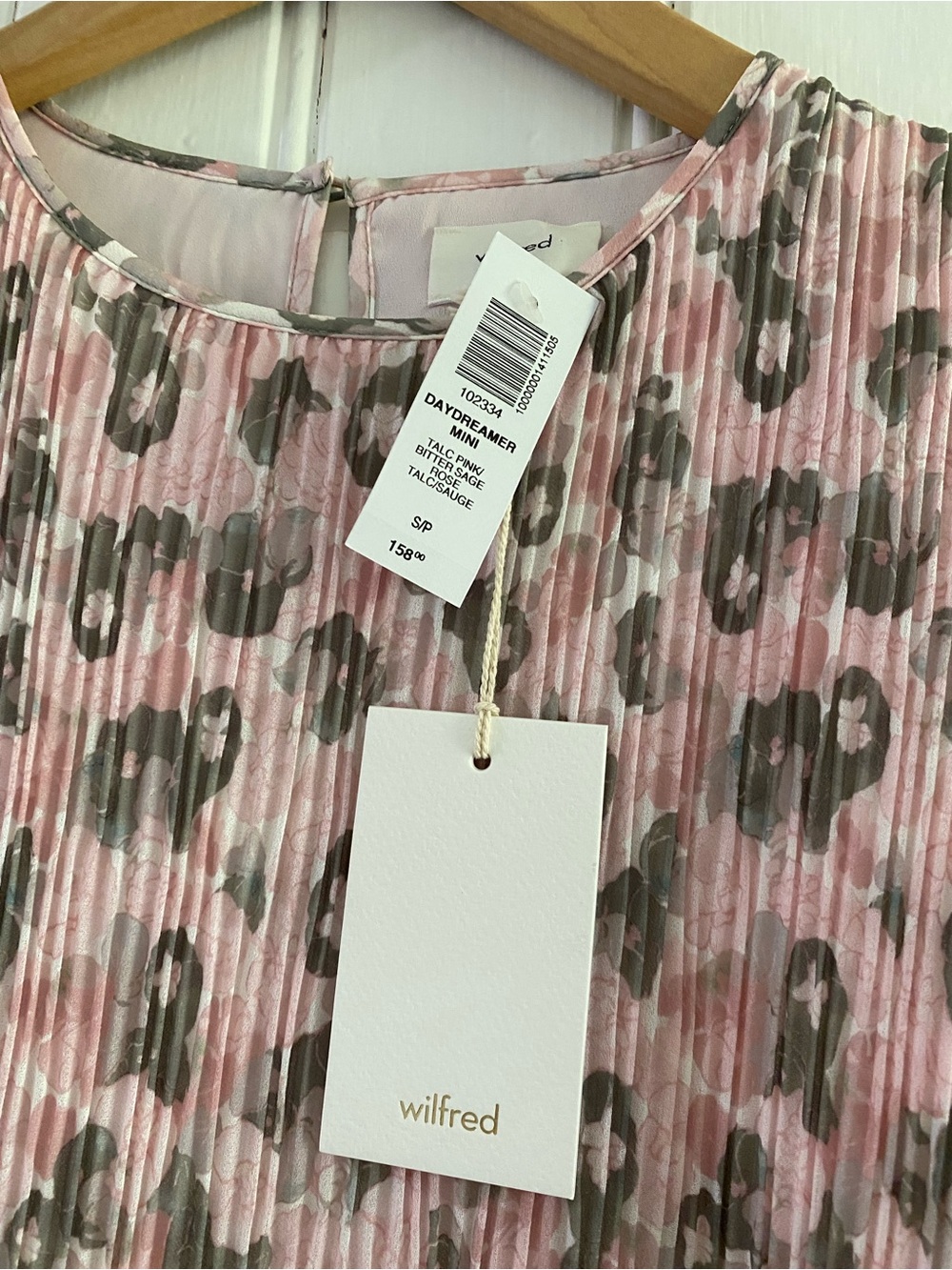 ARITZIA WILFRED NWTs daydreamer mini dress chiffon floral pink/sage size small - Picture 5 of 13